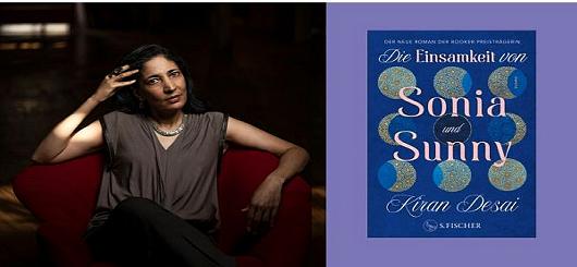 Porträt der Autorin Kiran Desai (links) und Buchcover ihres neuen Buchs (rechts)
